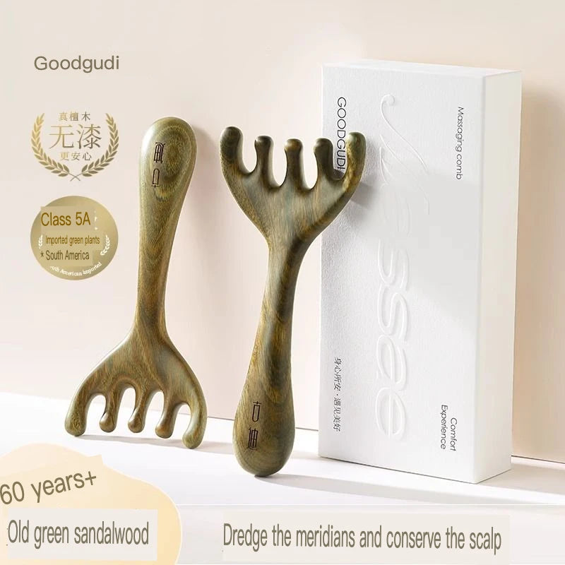 Five-Claw Sandalwood Scalp Massage Comb | Natural Wood Scalp Massage Comb QXL