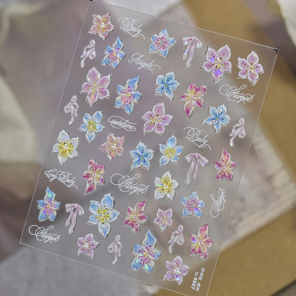 5D Nail Art Stickers – Floral, Holographic & Letter Decals Nail Art Stickers QXL