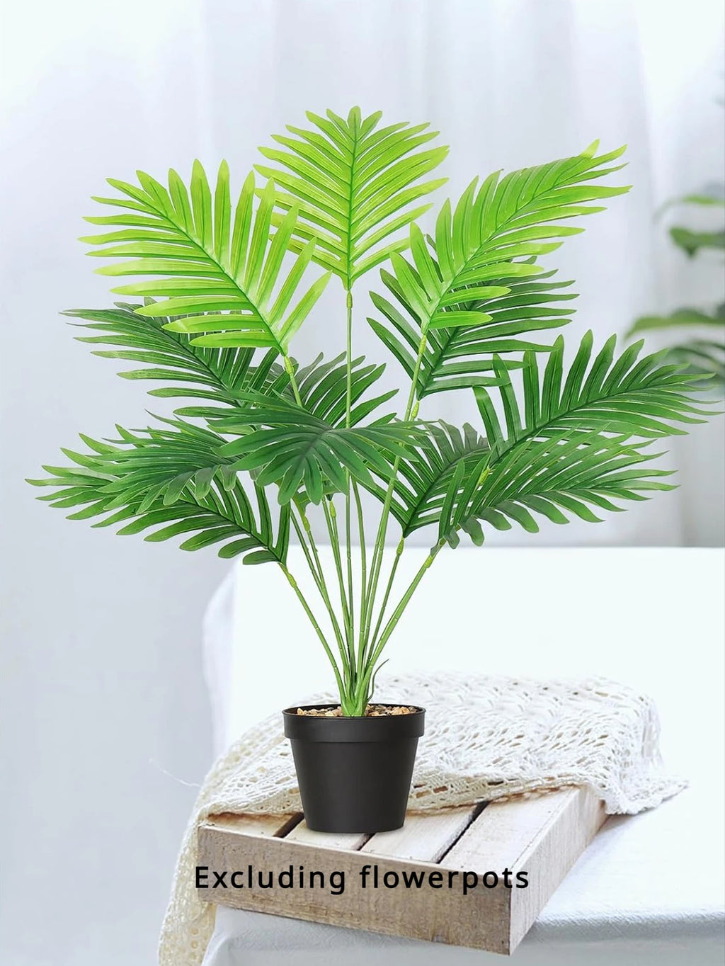24-Leaf Artificial Tropical Palm & Monstera Leaves | UV Outdoor Artificial Tropical Leaves QXL 12 Leaves
