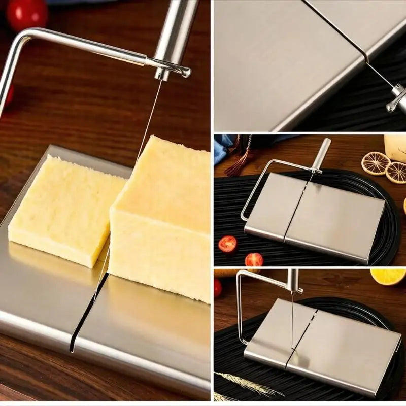 Stainless Steel Cheese Slicer Board with Wire | Kitchen Tool Cheese Slicer Board QXL