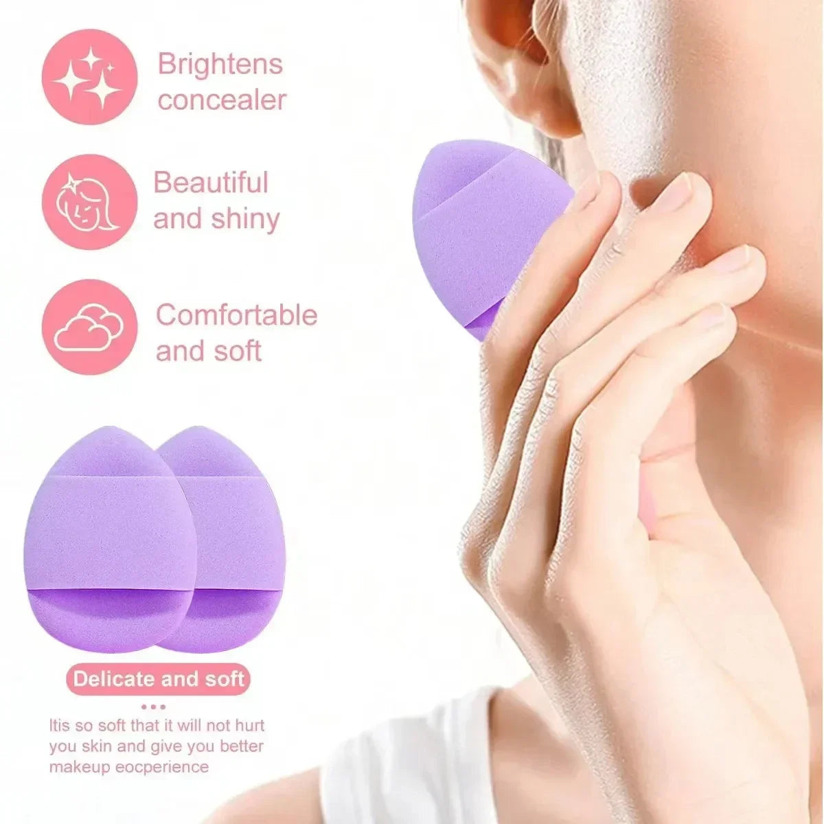 20-Pc Purple Makeup Sponge Puff Kit | Headband & Wristband Makeup Sponge Kit QXL