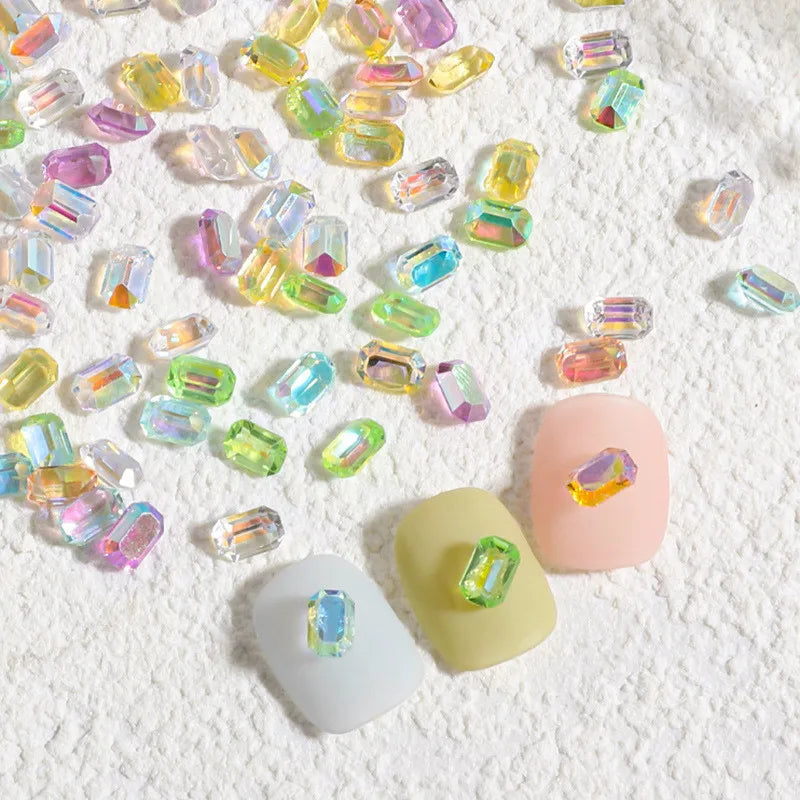 50-Pack 3D Aurora Sugar Cube Crystal Nail Charms | NAILFYOU Nail Art Charms QXL