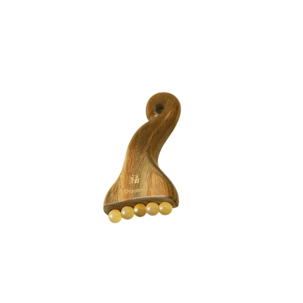 Wood & Brass Bead Gua Sha Facial Massage Scraper Tool Gua Sha Massage Tool QXL 1pc