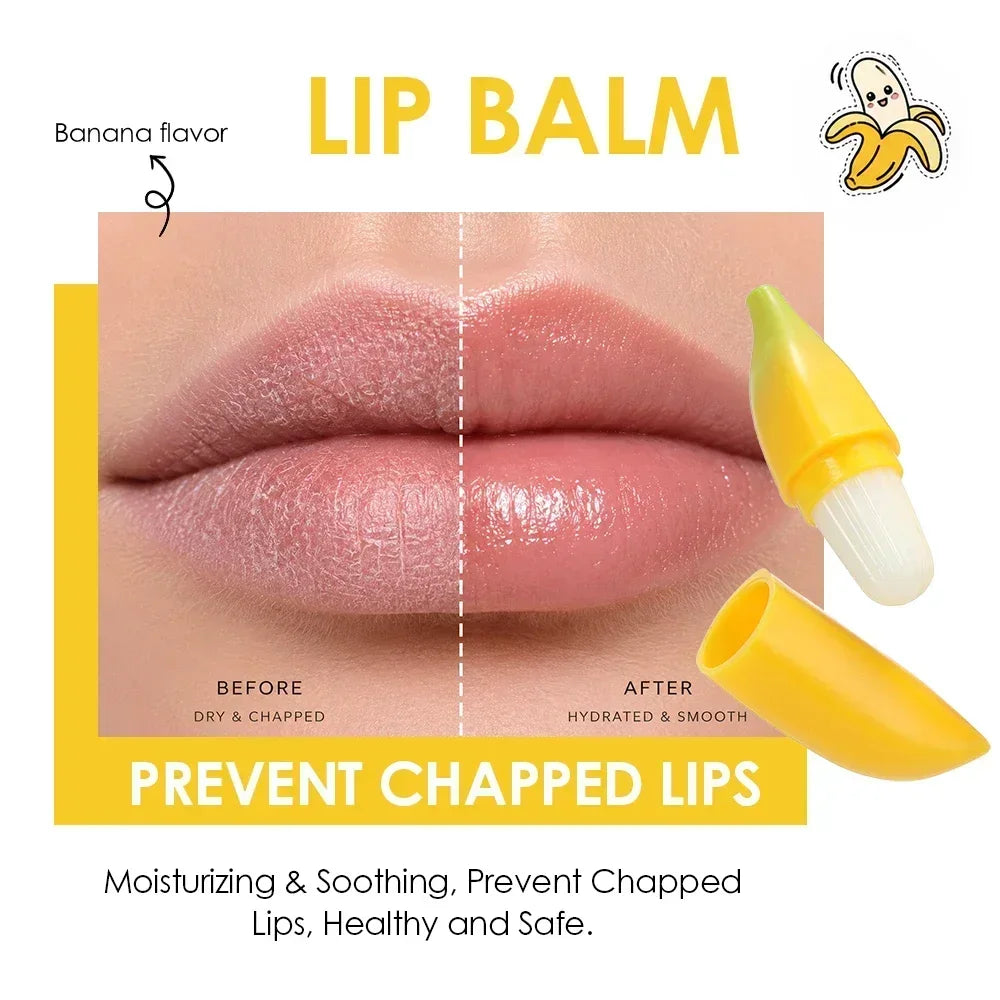 Julystar Banana Lip Balm – Travel Size Hydrating Lip Care Lip Balm QXL