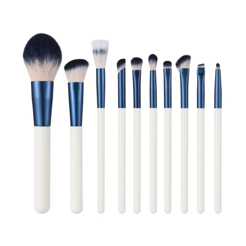 10-Piece Soft Fiber Makeup Brush Set – Face & Eye Kit Makeup Brush Set QXL