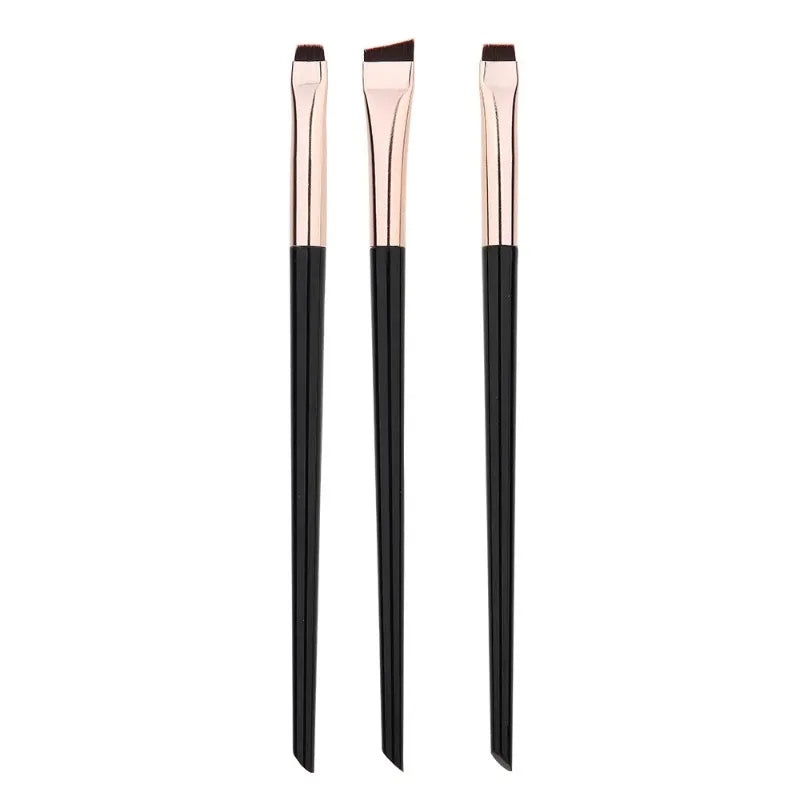 3-Piece Blade Eyeliner & Eyebrow Brush Set | Flat Fine Liner Eye Makeup Brush Set QXL