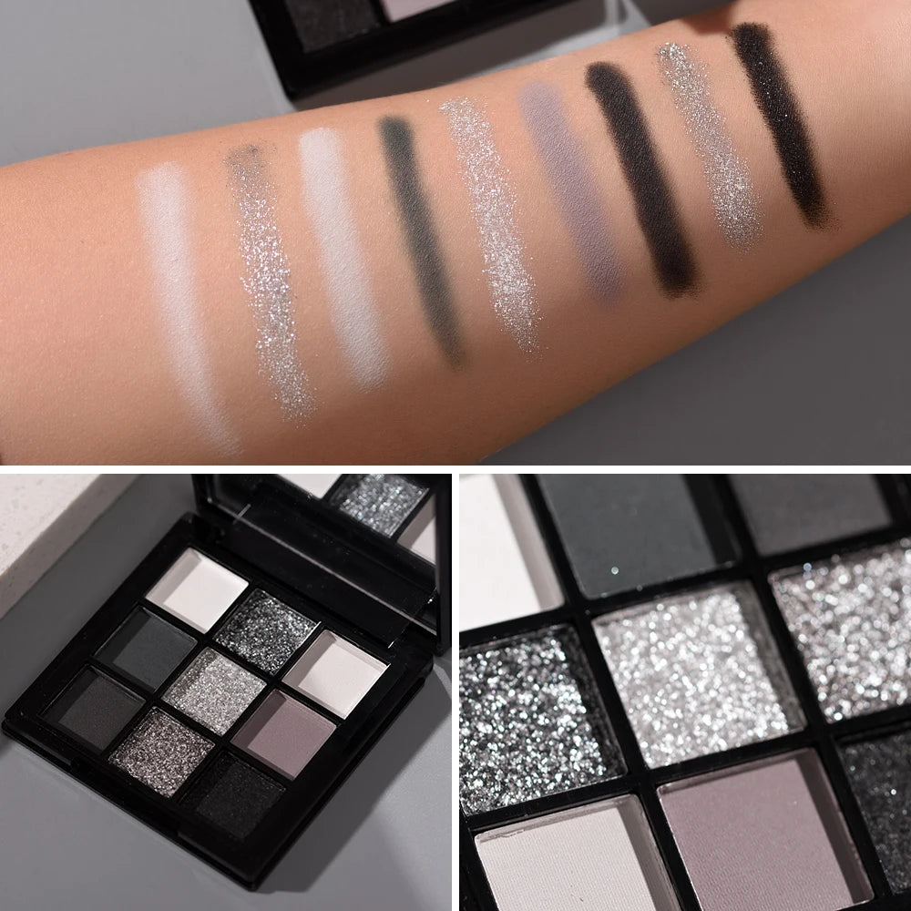 9-Color Waterproof Eyeshadow Palette | Matte & Shimmer Smoky Eyeshadow Palette QXL