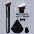 KOSSHOW 3-Pc Foundation Brush & Sponge Makeup Set Makeup Brush Set QXL black