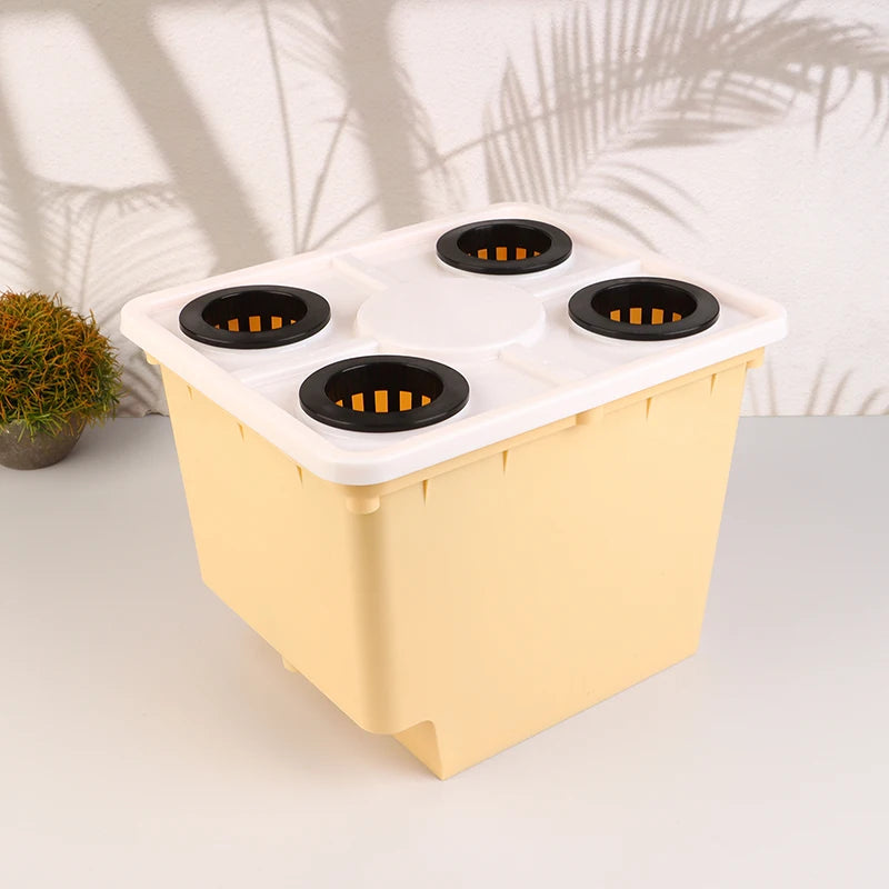 Hydroponic Bucket System with Siphon Elbows & 4-Hole Cover Hydroponic Planter QXL Yellow