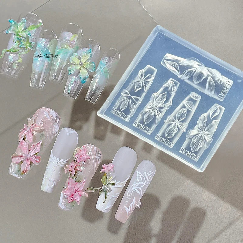 3D Hawaii Hibiscus Silicone Nail Art Mold | Floral Design Nail Art Mold QXL