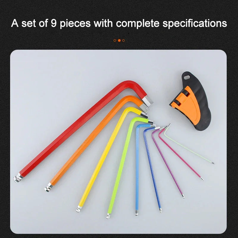 9-Piece L-Type Allen Key Set | Ball End Hex Wrench Kit Hex Key Wrench Set QXL