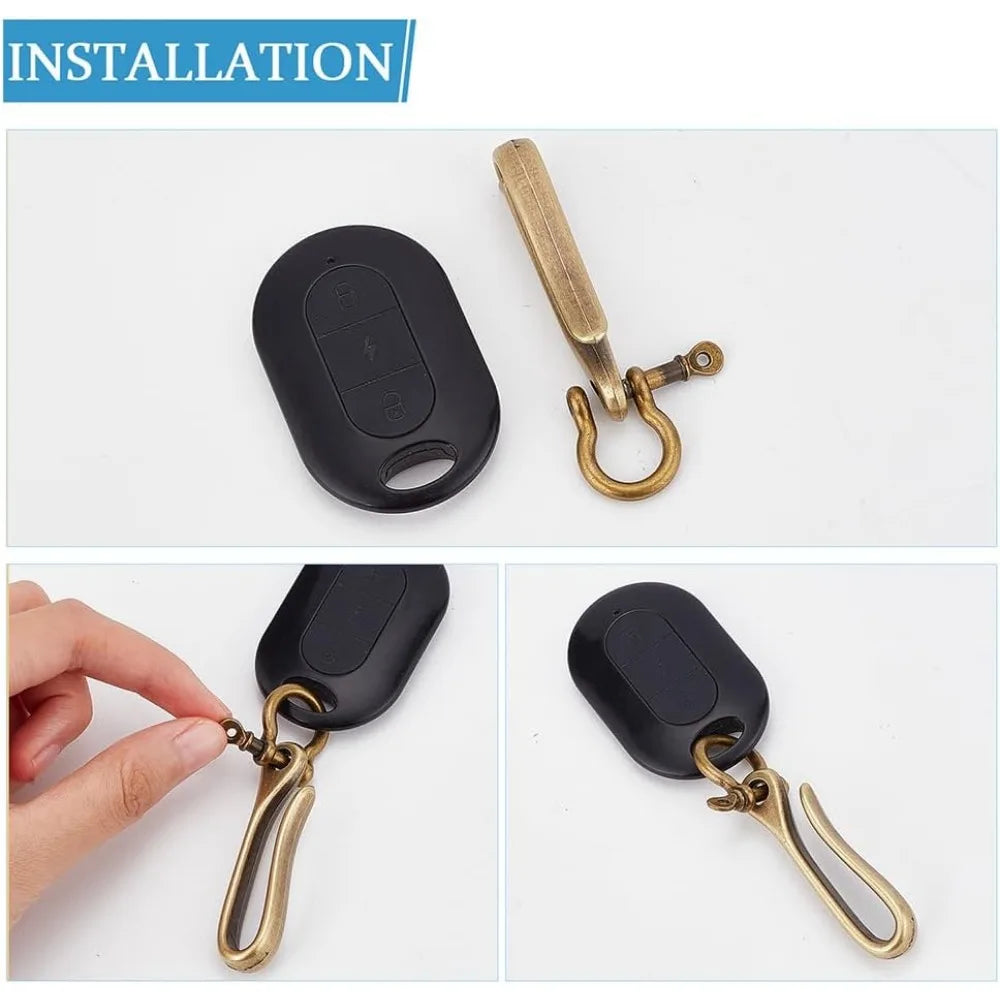 Fish Hook Keychain Clip Set | Antique Bronze Belt & Pocket Ring Belt Clip Keychain QXL