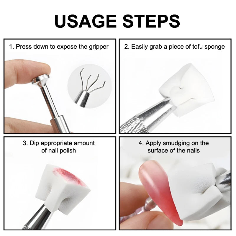 100-Pack Nail Art Sponge Grippers with Grab Clip | Macaron Nail Art Sponge Set QXL