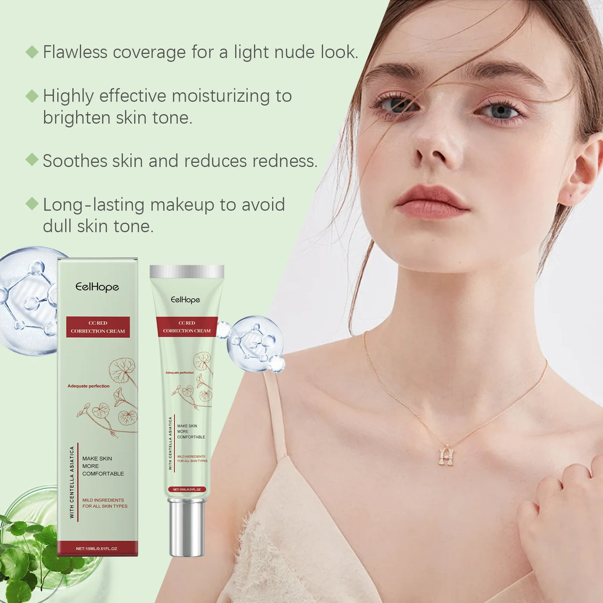 Eelhope Centella Asiatica CC Cream – Brightening Concealer CC Cream Foundation QXL