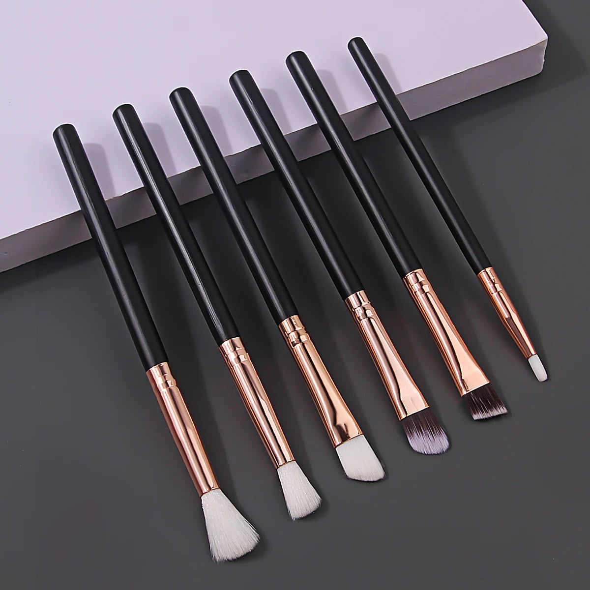 6-Piece Wooden Handle Eye Makeup Brush Set – Eyeshadow & Smudge Eye Makeup Brush Set QXL black
