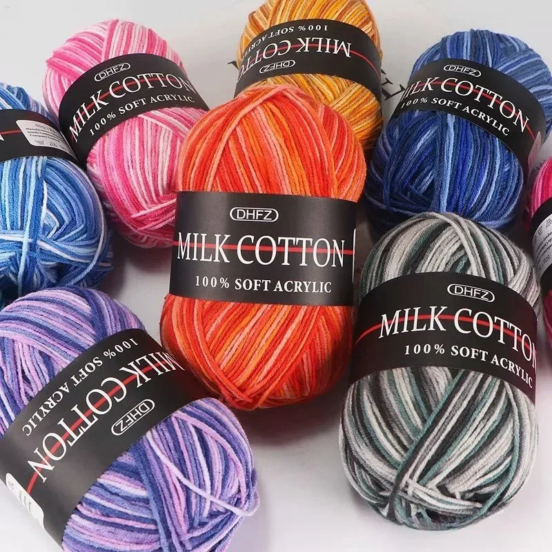 3-Strand Gradient Milk Cotton Acrylic Yarn | Knit & Crochet Acrylic Knitting Yarn QXL