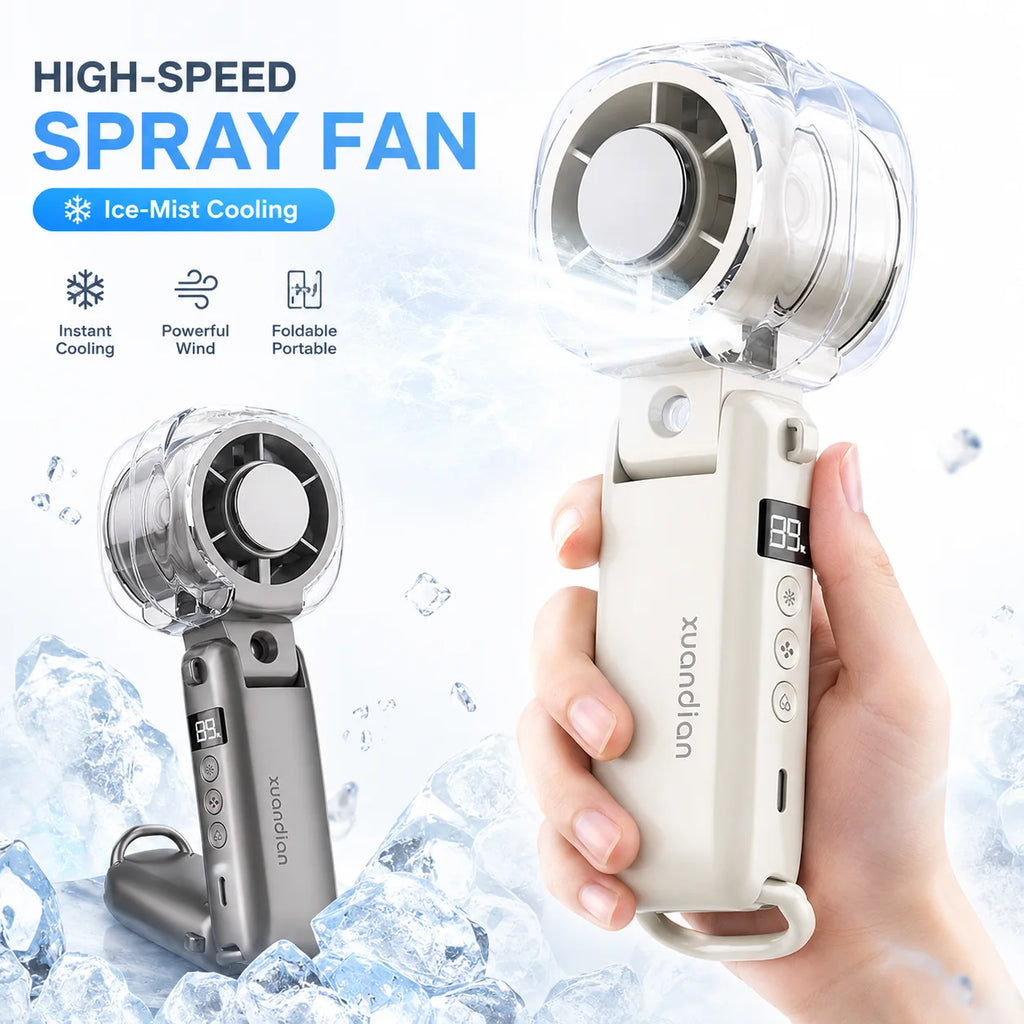 Handheld Mist Fan 3000mAh | 199-Speed Foldable Ice Cooling Handheld Mist Fan QXL