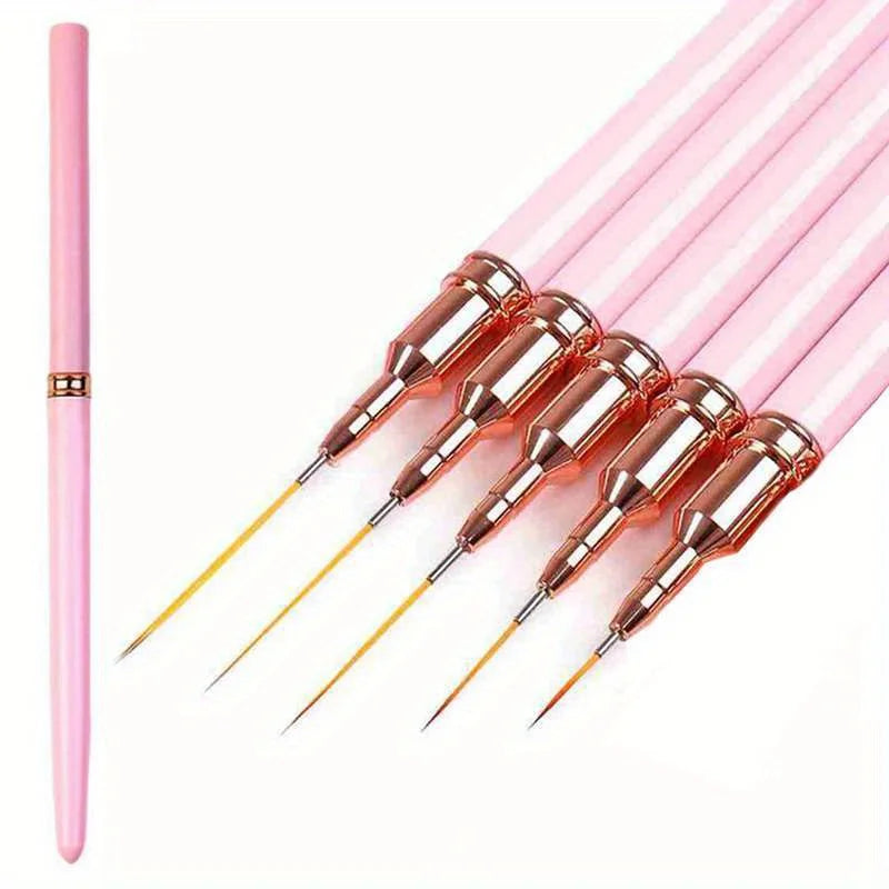 5-Pc Nail Art Liner Brush Set | Striping & UV Gel Painting Nail Art Liner Brushes QXL