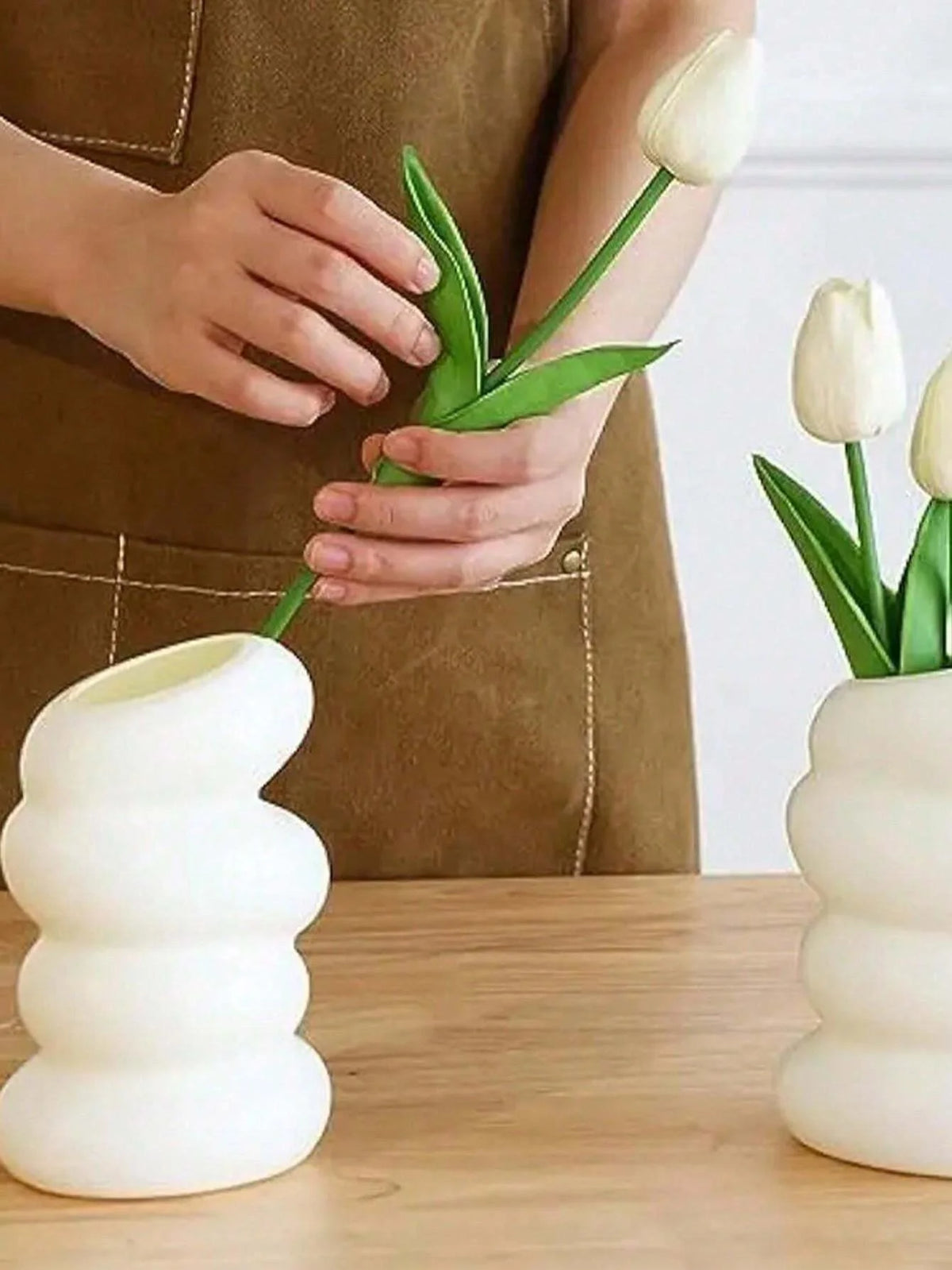 Simple Solid Color Plastic Vase | Home Flower Arrangement Décor Decorative Vase QXL