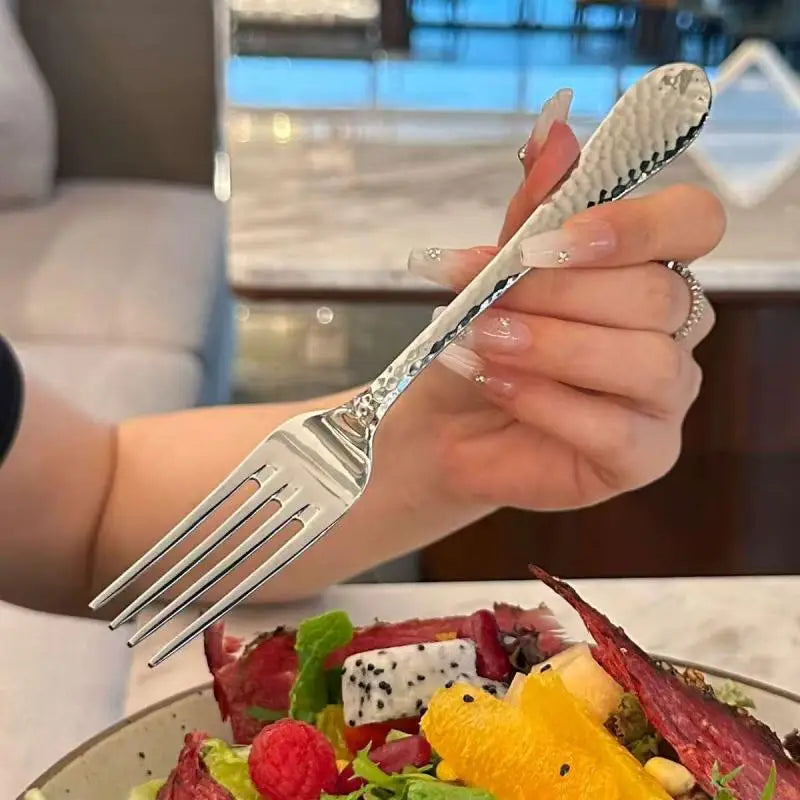 Korean Stainless Steel Dinner Fork | 18cm Four-Tine Table Fork Stainless Steel Fork QXL