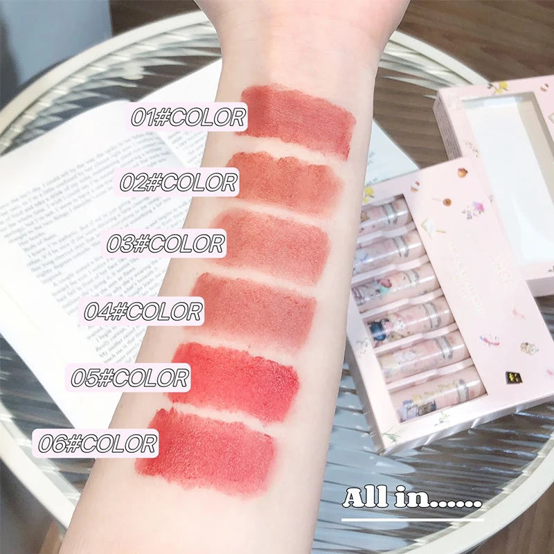 CACE 6-Color Matte Liquid Lipstick Set | Waterproof Lip Tints Matte Liquid Lipstick QXL