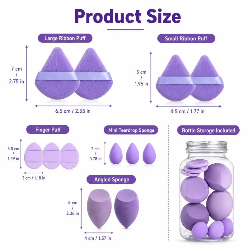 14-Pc Makeup Sponge & Puff Set with Storage Jar | Wet & Dry Makeup Sponge Set QXL