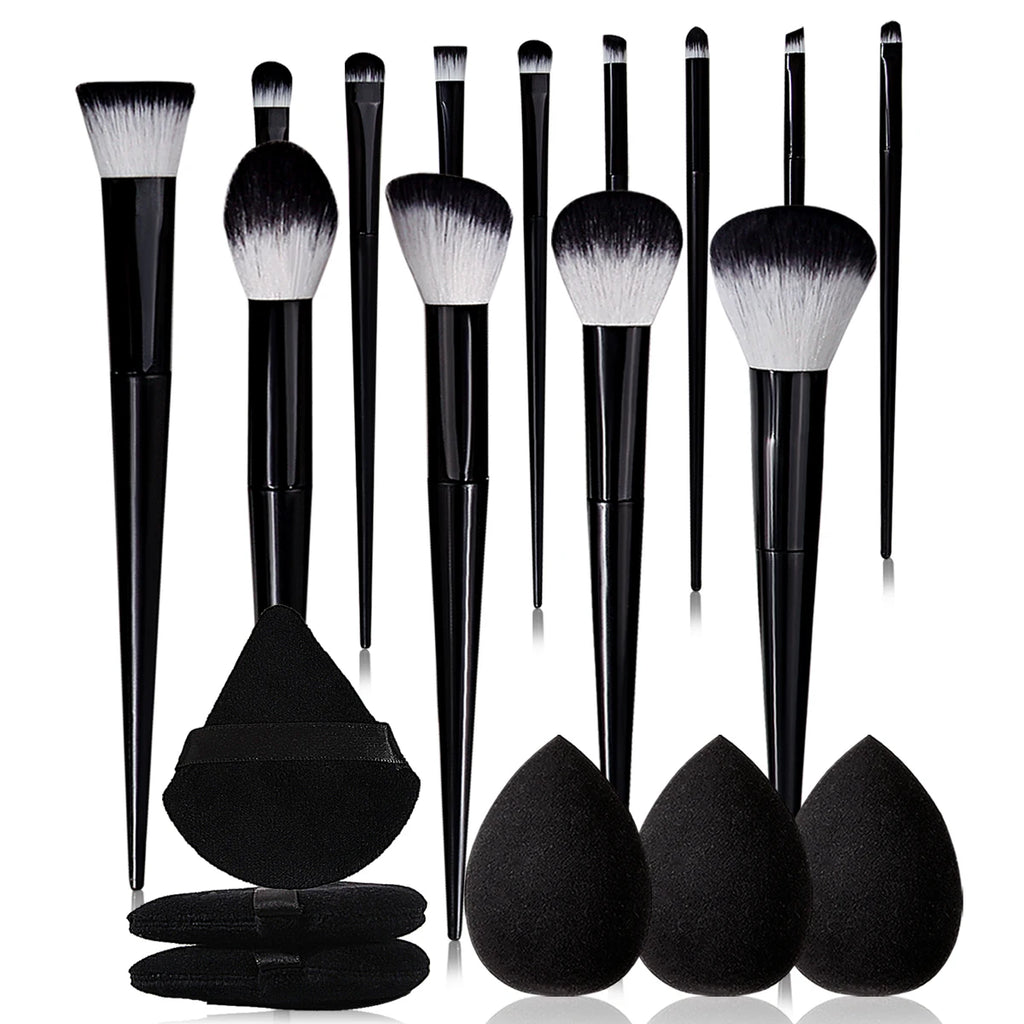 19-Piece Makeup Brush Set with Triangular Sponges – Full Kit Makeup Brush Set QXL
