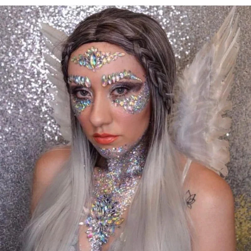 3D Rhinestone Face Jewels & Body Gem Stickers | Party Makeup Face Gem Stickers QXL