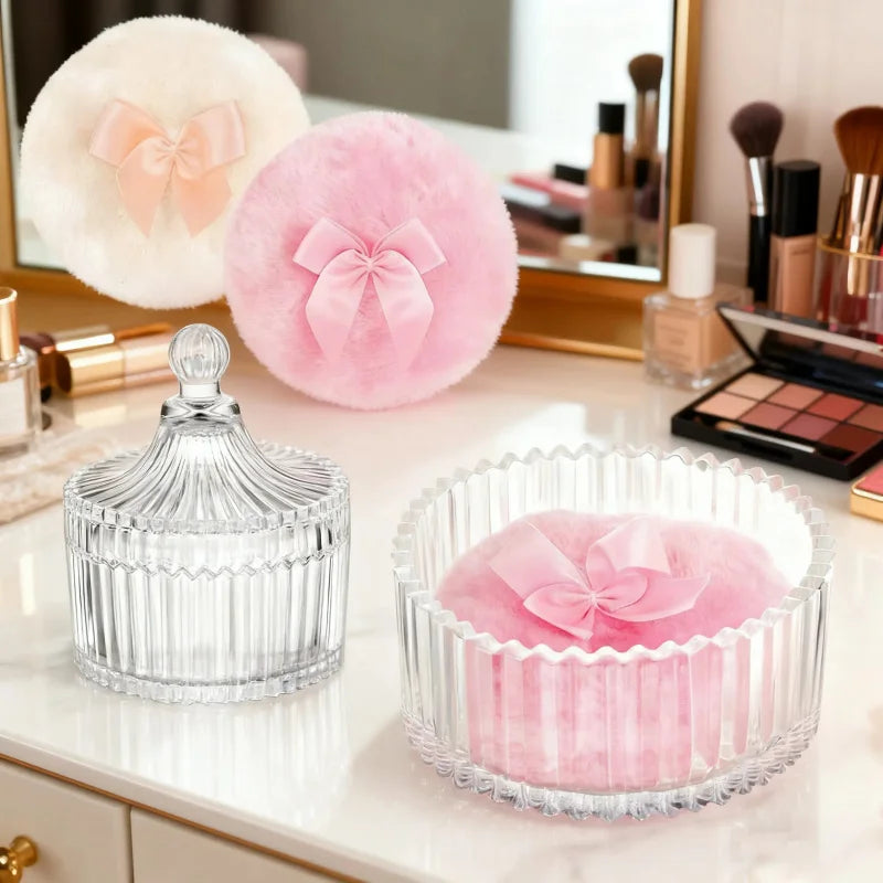 Large Body Powder Puff & Container Set | 3-Pack Velour Powder Puff Set QXL