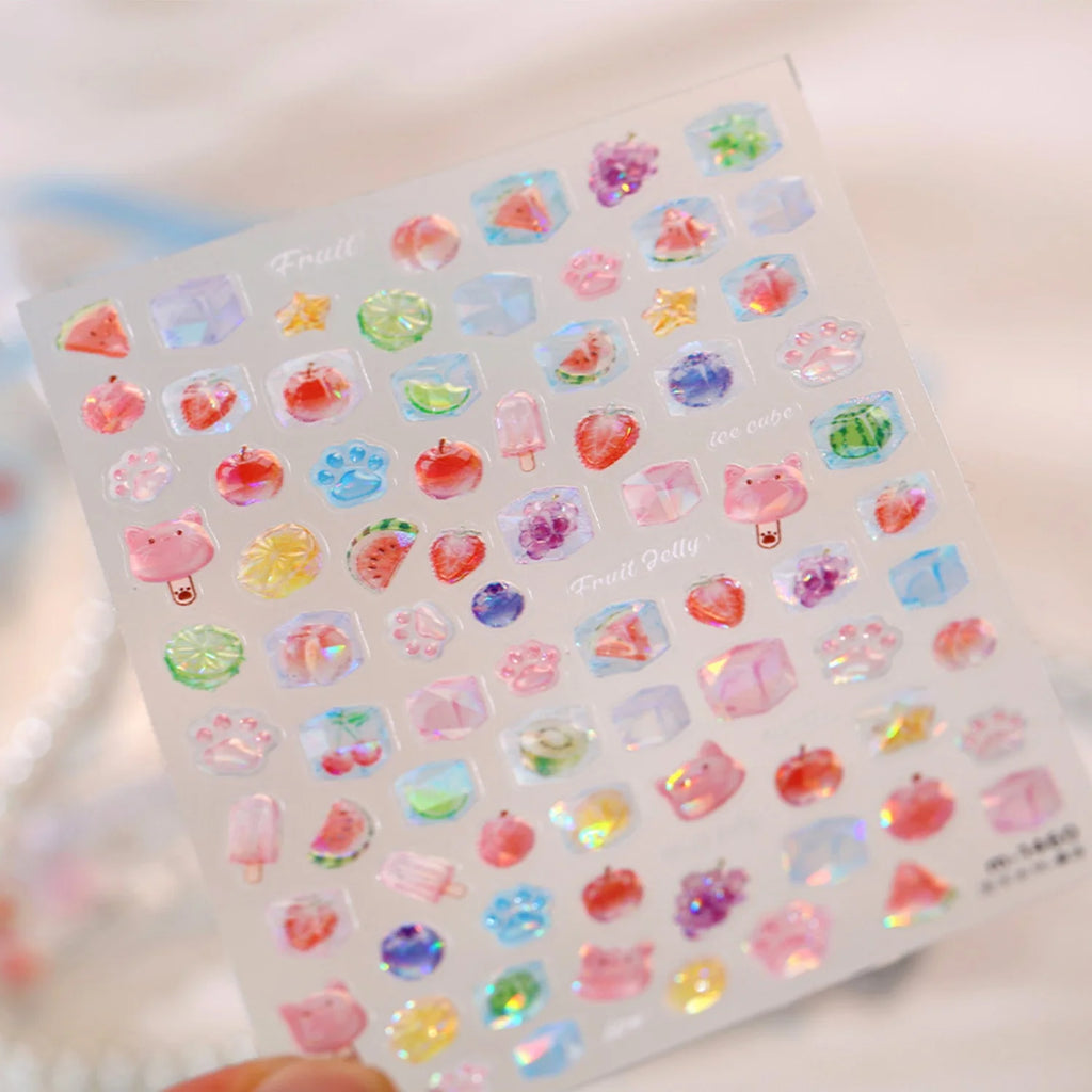 5D Sweet Fruit Nail Stickers – Watermelon Berry Watercolor Decals Nail Art Stickers QXL