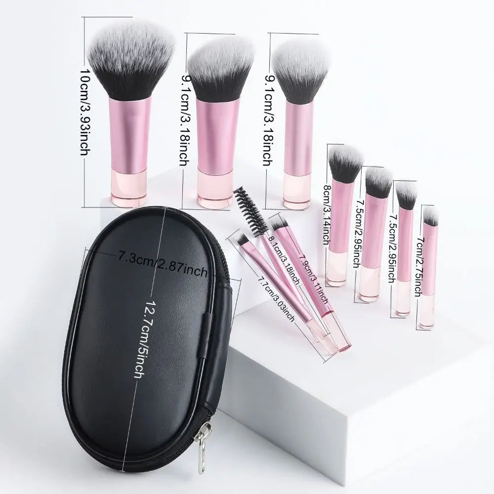 10-Pc Synthetic Makeup Brush Set | Crystal Handle & Storage Bag Makeup Brush Set QXL