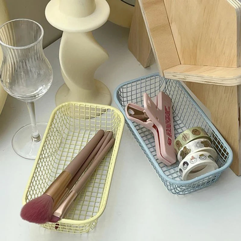 Metal Wire Desktop Storage Basket | Desk Organizer Holder Desktop Organizer Basket QXL