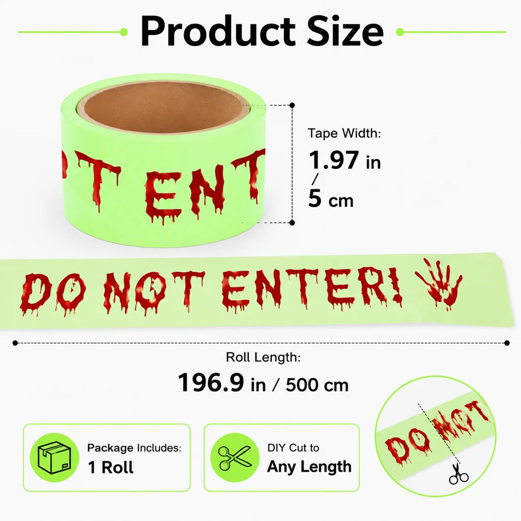 Glow in the Dark Halloween Warning Tape – Do Not Enter Halloween Decoration Tape QXL