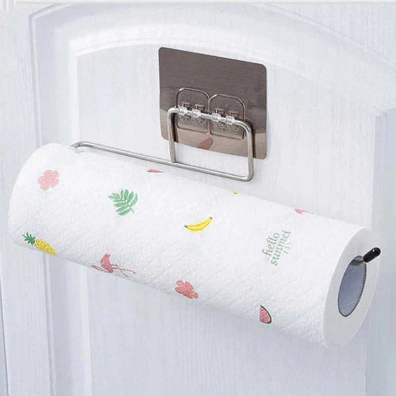 Stainless Steel Wall-Mount Paper Towel & Dish Cloth Rack Wall Towel Rack QXL