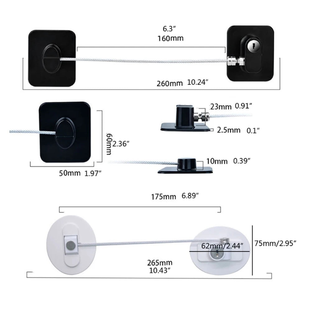 Child Safety Cabinet & Fridge Lock | Steel Cable Lock Child Safety Lock QXL