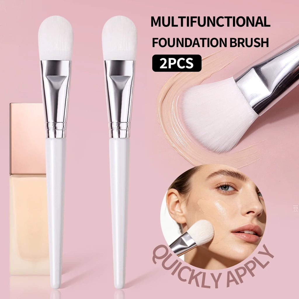 KOSSHOW 2-Pack Foundation Brush Set | Wood Handle, Nylon Foundation Brush Set QXL