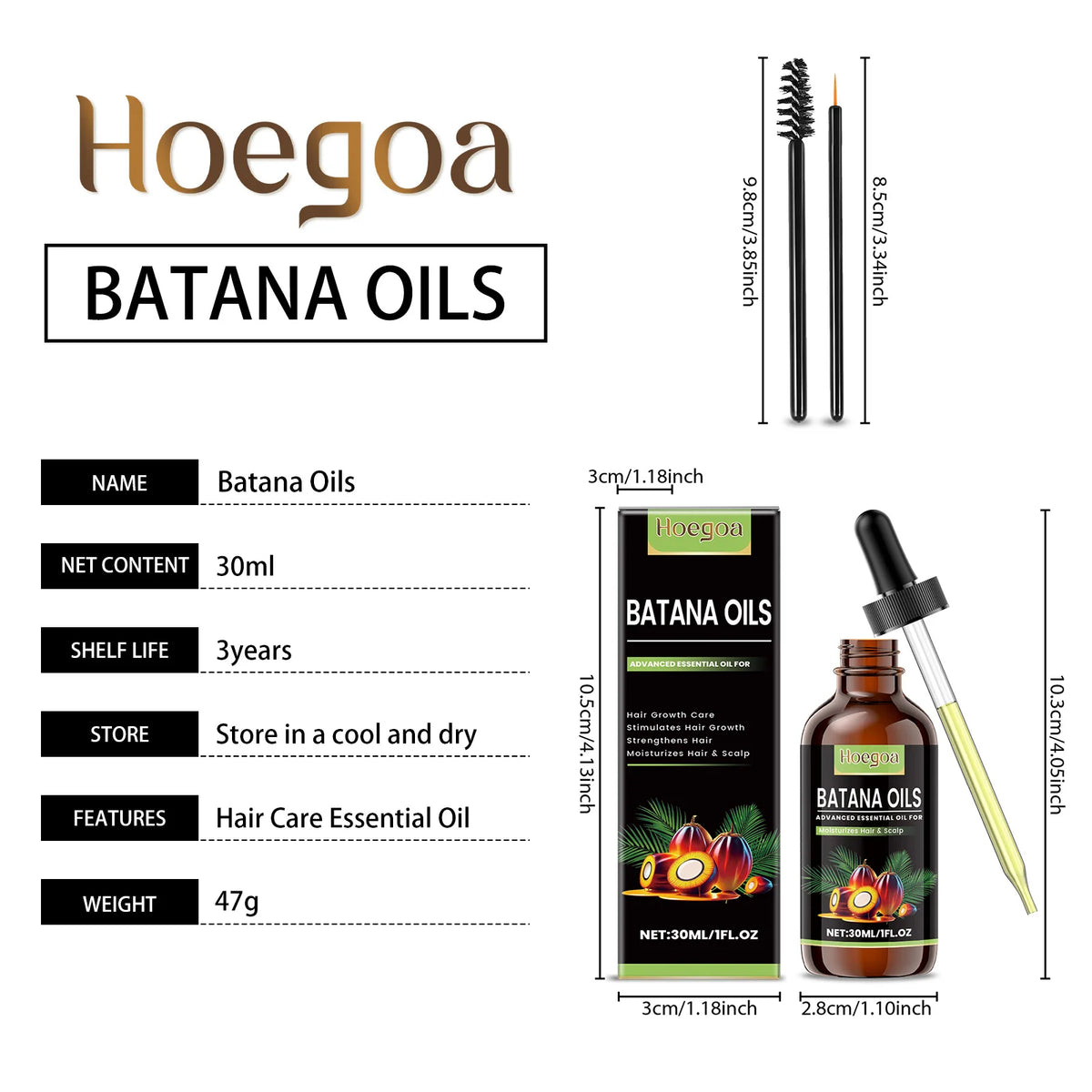HOEGOA Batana Hair Oil – Anti-Frizz Serum for Smooth Shiny Hair Hair Care Oil Serum QXL