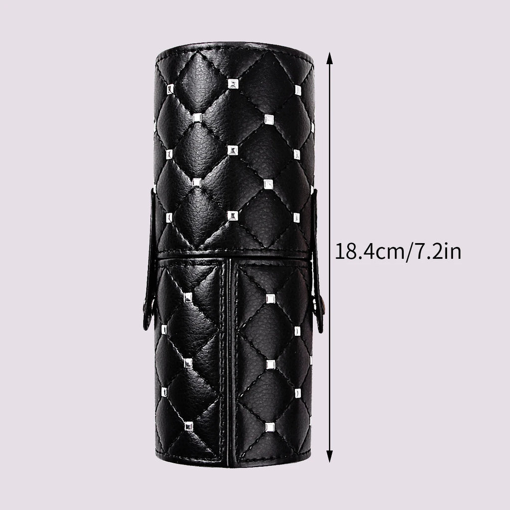KOSSHOW Dustproof Makeup Brush Holder Cylinder | Black Rivet Makeup Brush Holder QXL black