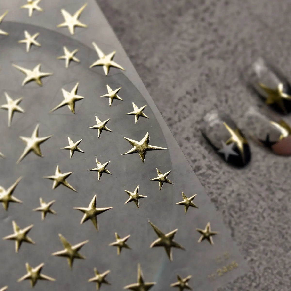 5D Japanese Retro Nail Stickers | Gold Silver Fire Star Decals Nail Art Stickers QXL