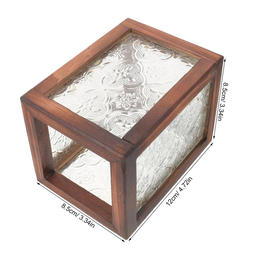 Vintage Glass Makeup Brush Holder | Retro Wood Frame Organizer Makeup Brush Holder QXL