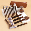 17-Pc Makeup Brush Set with Bag & 2 Puffs | Travel Kit Makeup Brush Set QXL Chocolate