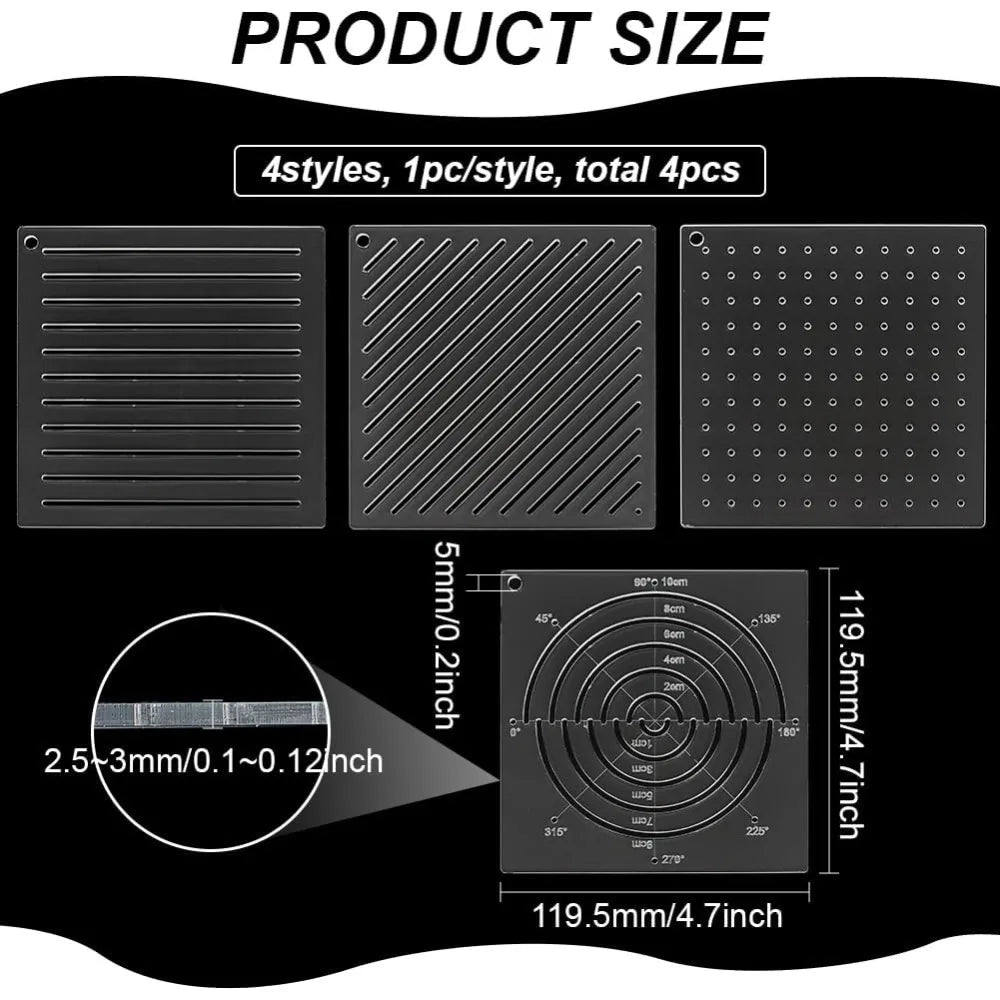 4-Piece Acrylic Sashiko Stencil Set | Quilting & Embroidery Tool Embroidery Stencil Set QXL