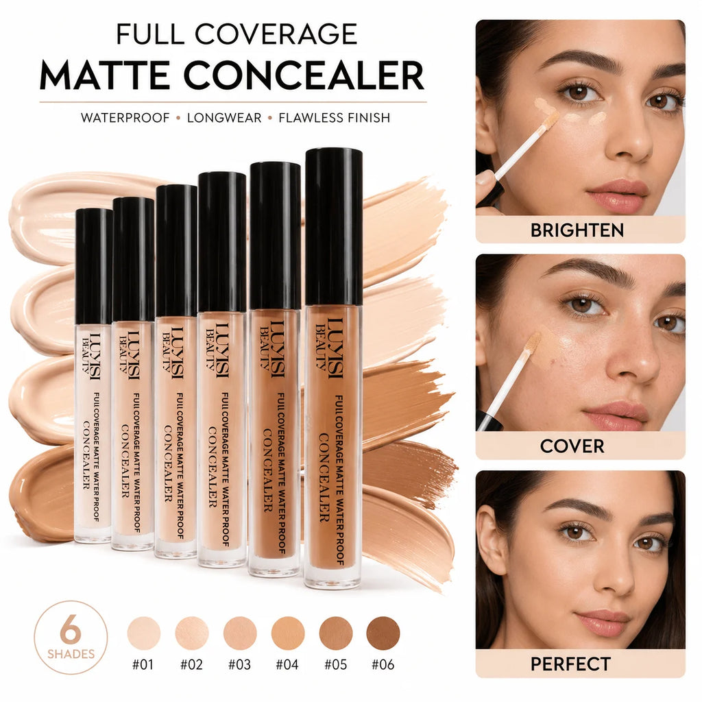 6-Shade Liquid Concealer | Waterproof, Matte & Full Coverage Liquid Concealer QXL