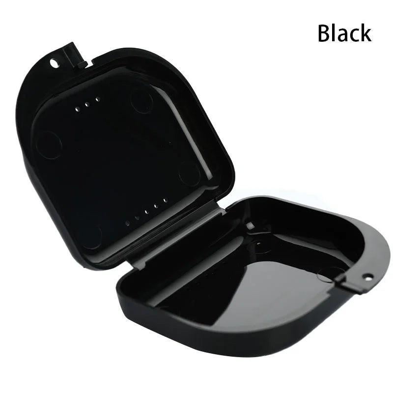 Dental Retainer Case with Carabiner Hook & Air Vents Retainer Storage Case QXL Black