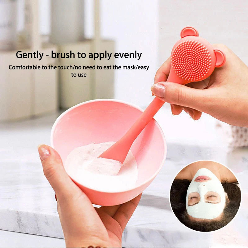 Double-Head Silicone Face Mask Brush & Skincare Spatula Face Mask Brush QXL