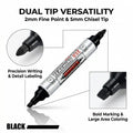 Dual Tip Permanent Marker | Oil-Based Waterproof Multi-Surface Permanent Marker QXL Black