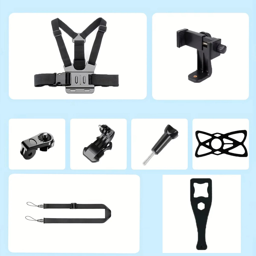 7-in-1 Adjustable Chest Mount for Phone & Action Camera Chest Camera Mount QXL 8 in 1