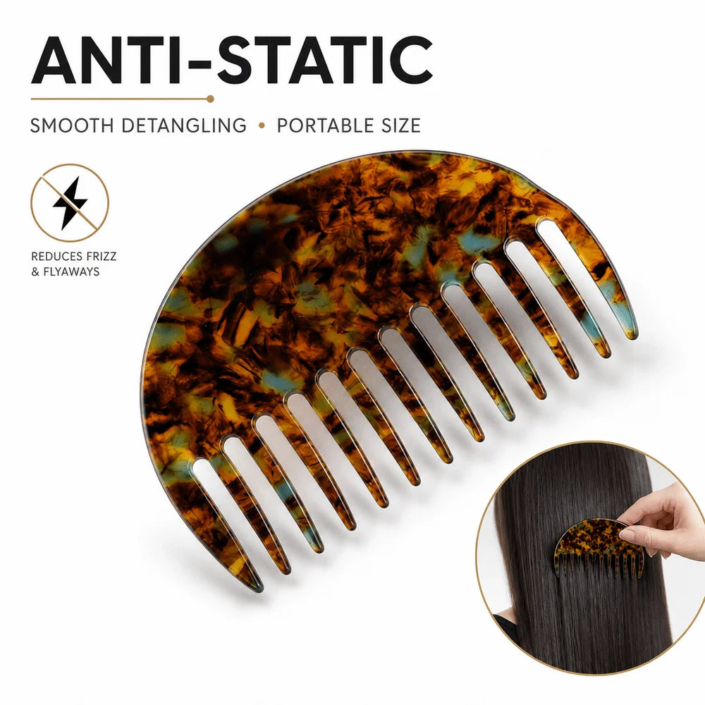 Anti-Static Half-Round Hair Straightening Comb | Acetate Hair Straightening Comb QXL