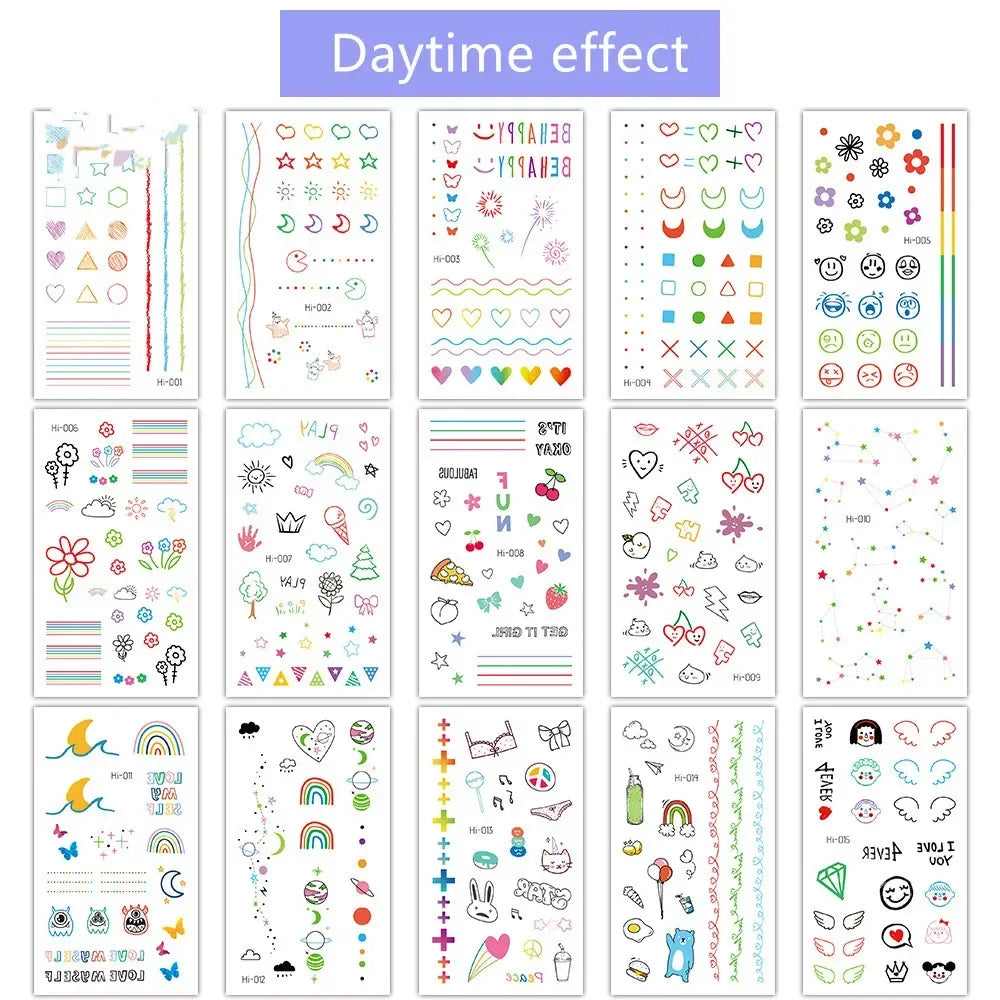 Luminous Waterproof Temporary Tattoo Stickers | Colorful Heart Temporary Tattoo Stickers QXL