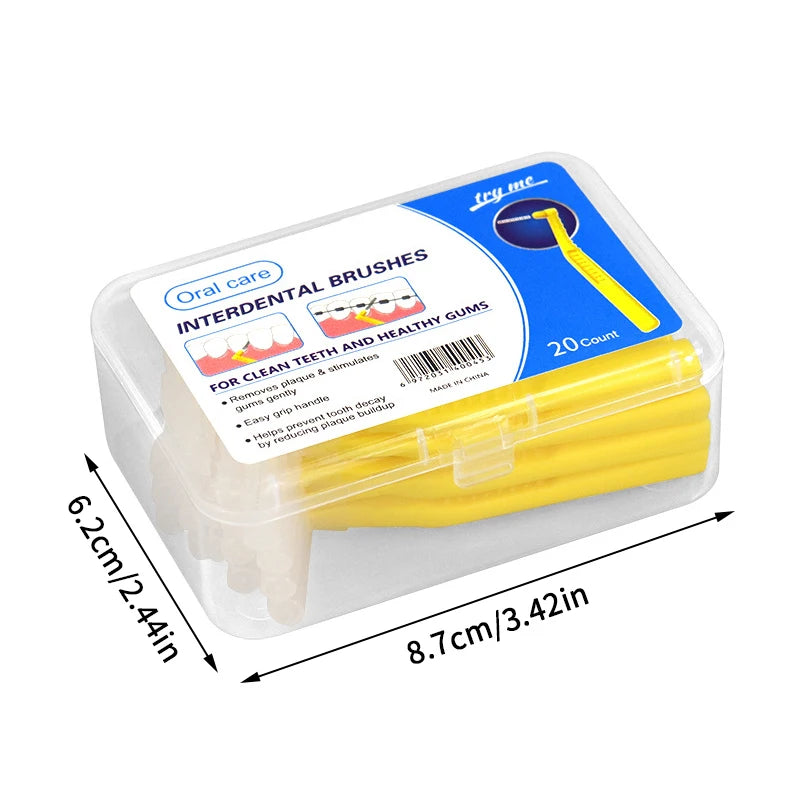 20-Pack L-Shaped Angled Interdental Brushes for Braces Interdental Brush Set QXL